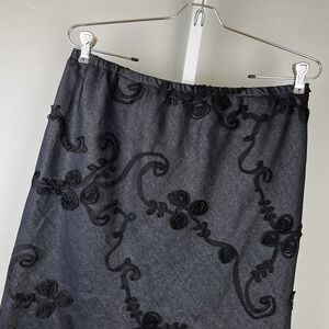 Insight Black Floral‎ Maxi Skirt Womens 12 Ruffle Hem Whimsygoth Witchy Y2K